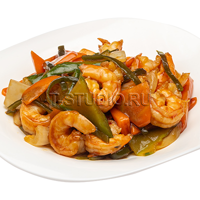 Тигровая креветка с овощами